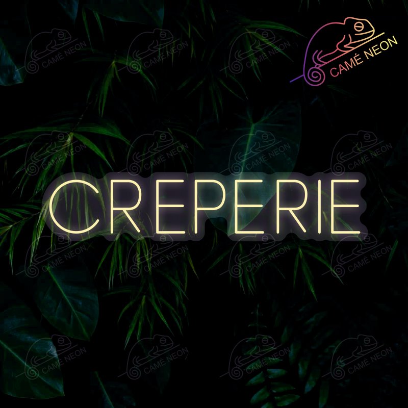 Néon LED Crêperie lumineux, idéal pour une ambiance chaleureuse et conviviale dans un restaurant.