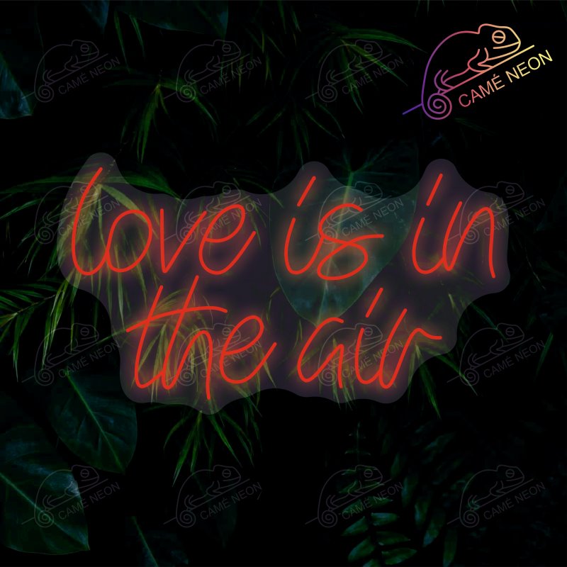 Néon LED Love is in the Air lumineux, idéal pour une décoration romantique et poétique dans une chambre ou un salon.
