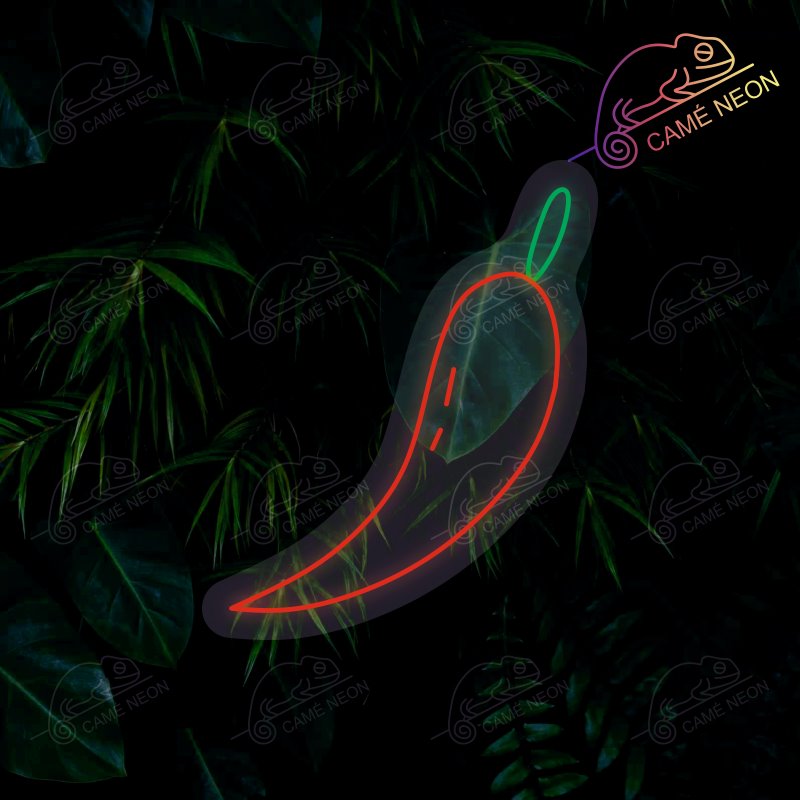 Néon LED Piment lumineux, idéal pour une ambiance épicée et colorée dans un bar ou une cuisine.