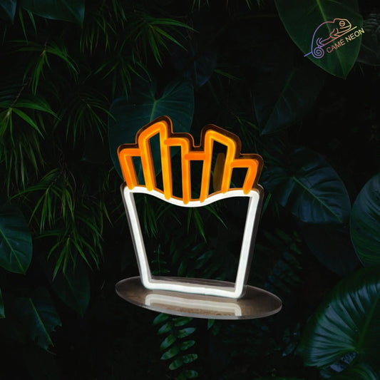 neon frites dans un cornet pour restaurant