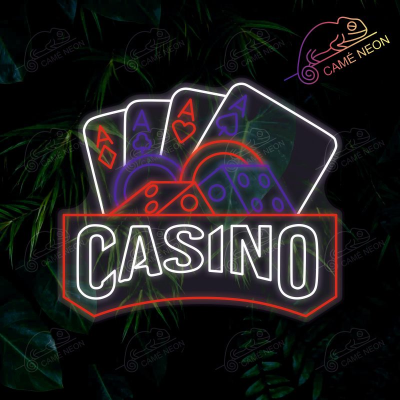 Néon LED Casino lumineux, idéal pour recréer une ambiance festive et rétro dans un bar ou une salle de jeux.