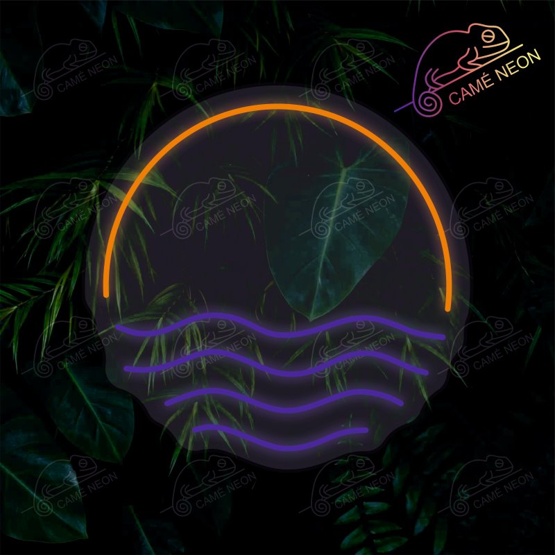 Néon LED Couché de Soleil lumineux en orange et jaune, parfait pour une ambiance relaxante dans une chambre