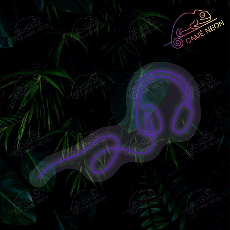 Néon LED casque audio bleu, pour une ambiance sereine et design.