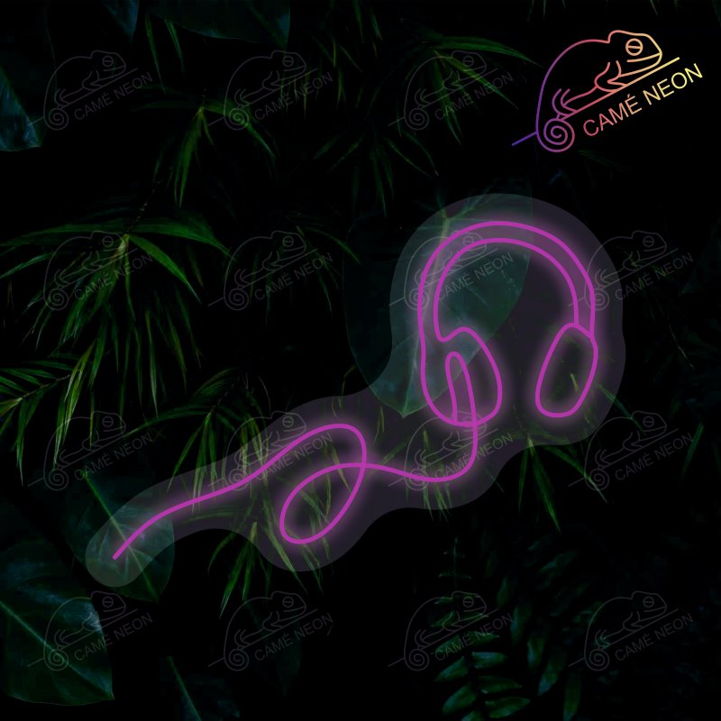 Néon LED casque audio violet, parfait pour une décoration élégante et originale.