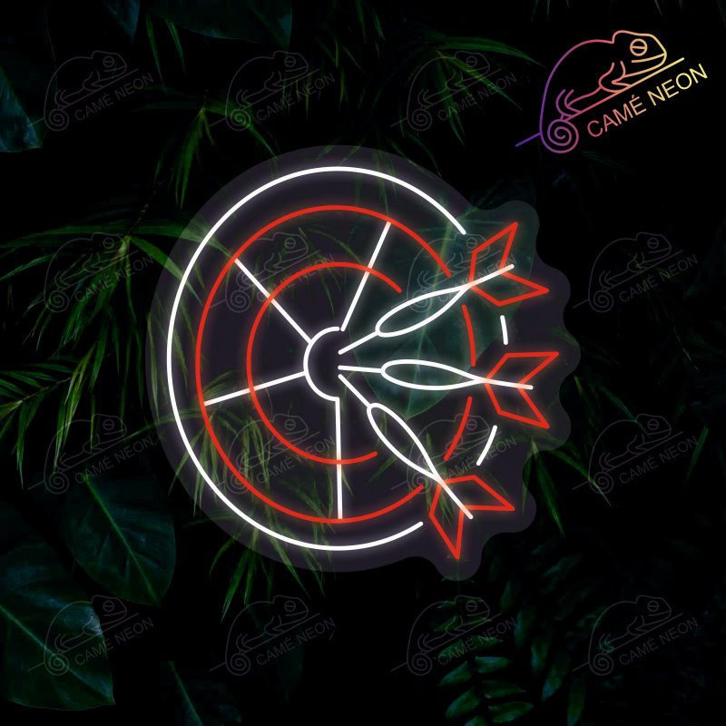 Néon LED Fléchettes lumineux, idéal pour une ambiance ludique et festive dans une salle de jeux ou un bar.