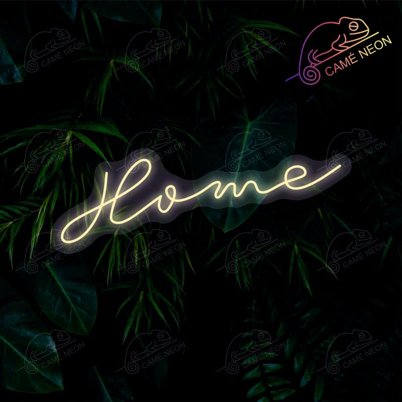 Néon LED Home lumineux, idéal pour une décoration chaleureuse et accueillante dans un salon ou une entrée.
