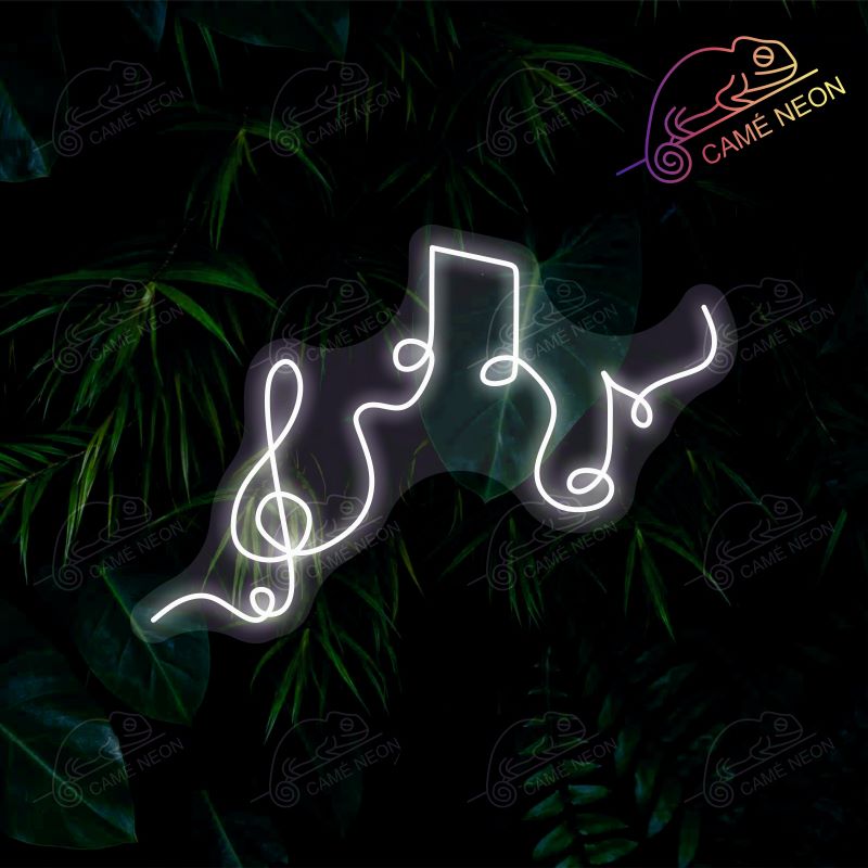 Néon LED Note de Musique lumineux, idéal pour une ambiance musicale dans un studio ou un bar.