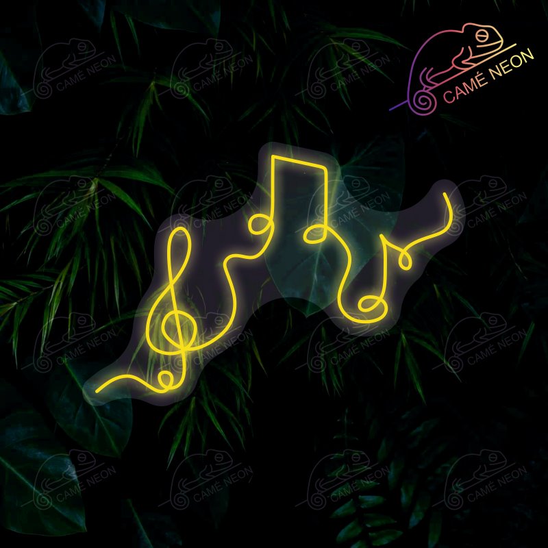 Néon LED Note de Musique lumineux, idéal pour une ambiance musicale dans un studio ou un bar.