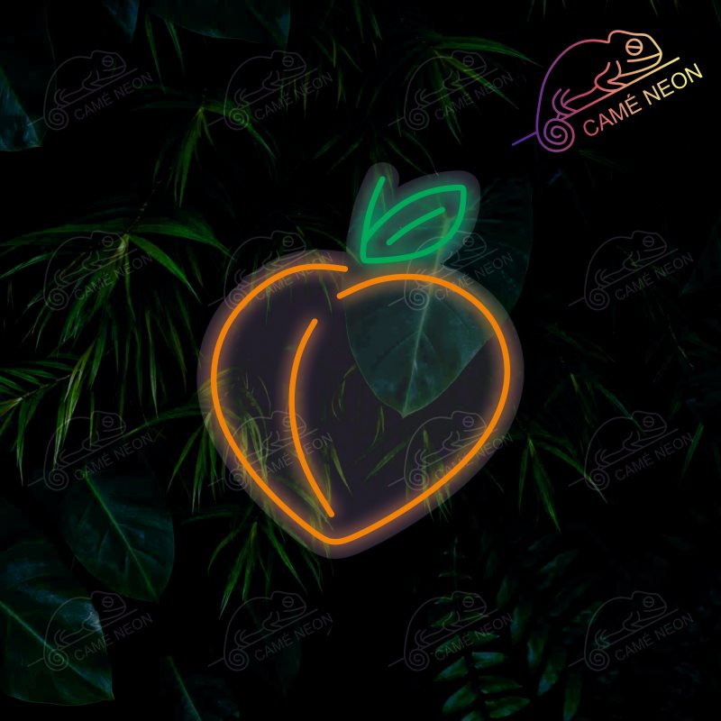 Néon LED Pêche lumineux, idéal pour une ambiance fruitée et colorée dans une cuisine ou une boutique.